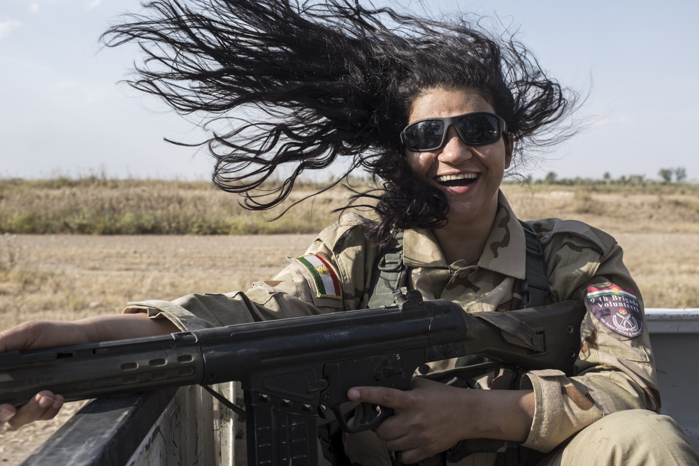 Jaira Pantajo a Brazilian Peshmerga volunteer in the Daquq front line, southern Kirkuk, May 15, 2016. (Photo: Kurdistan24/Alexandre Afonso)
